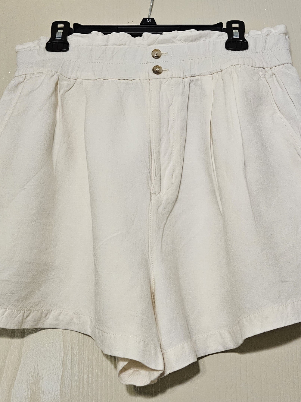 Madewell Ivory Paperbag Waist Shorts